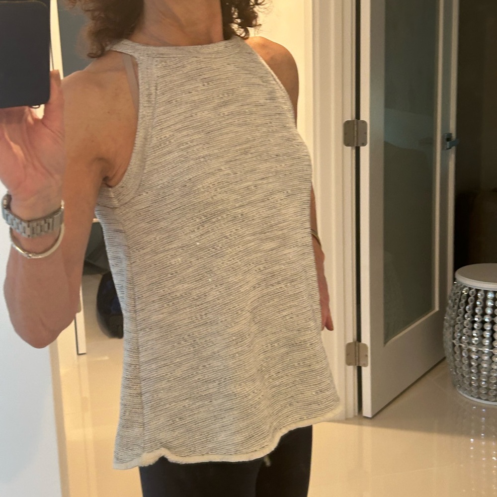 W5 Gray Fitted Ribbed Sleeveless Tank Top